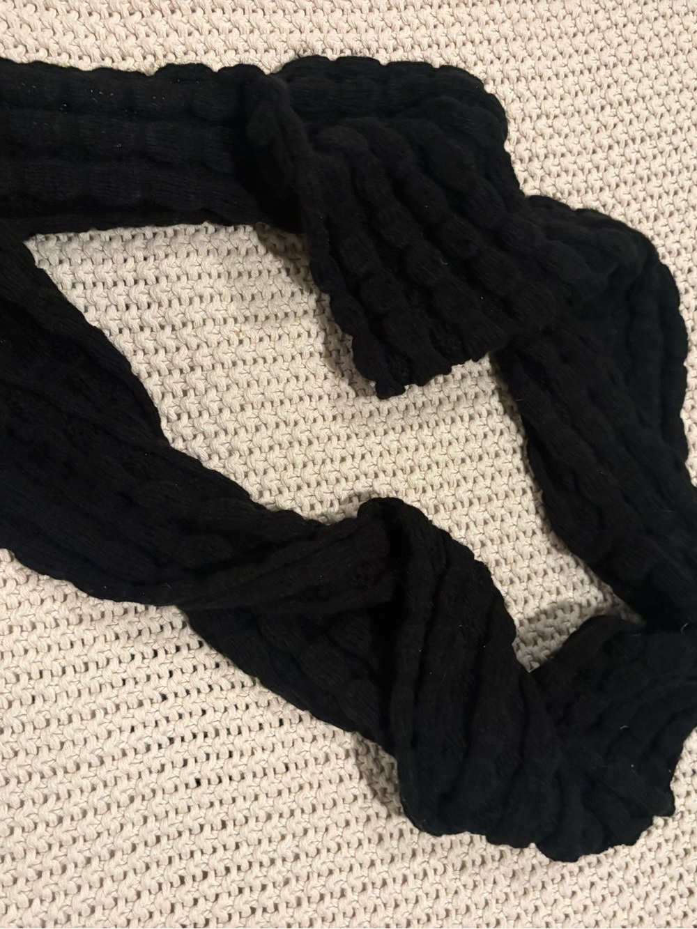Black Cable Knit Infinity Scarf - Women Accessories